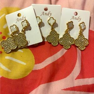 Gold and Silver Flower Earrings